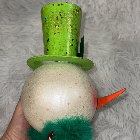 Festive Snowman Ornament Mistletoe Hat Polka Dot Bow Oversized Decor Pier One - Picture 15 of 15